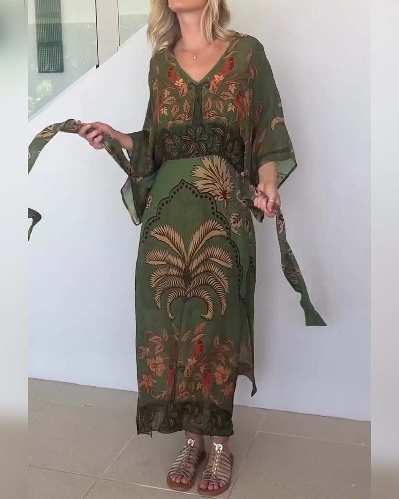 Brini - Resort V-Neck Printed Dress