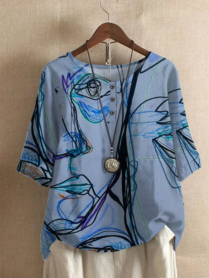 Silina - Blouse With Abstract Figure Print