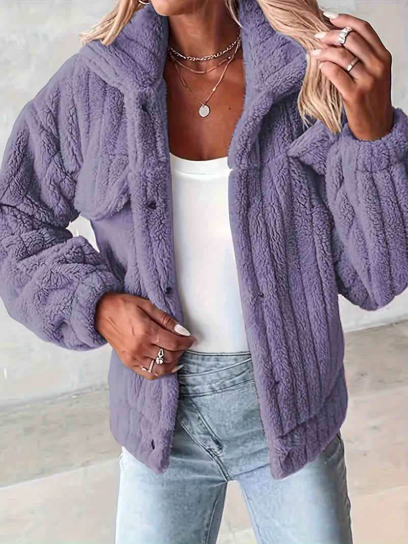 Narin - Casual Teddy Jacket With Faux Pocket