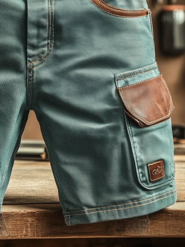 George - Vintage Outdoor Cargo Shorts With Pockets And Functional Seams (With Belt)