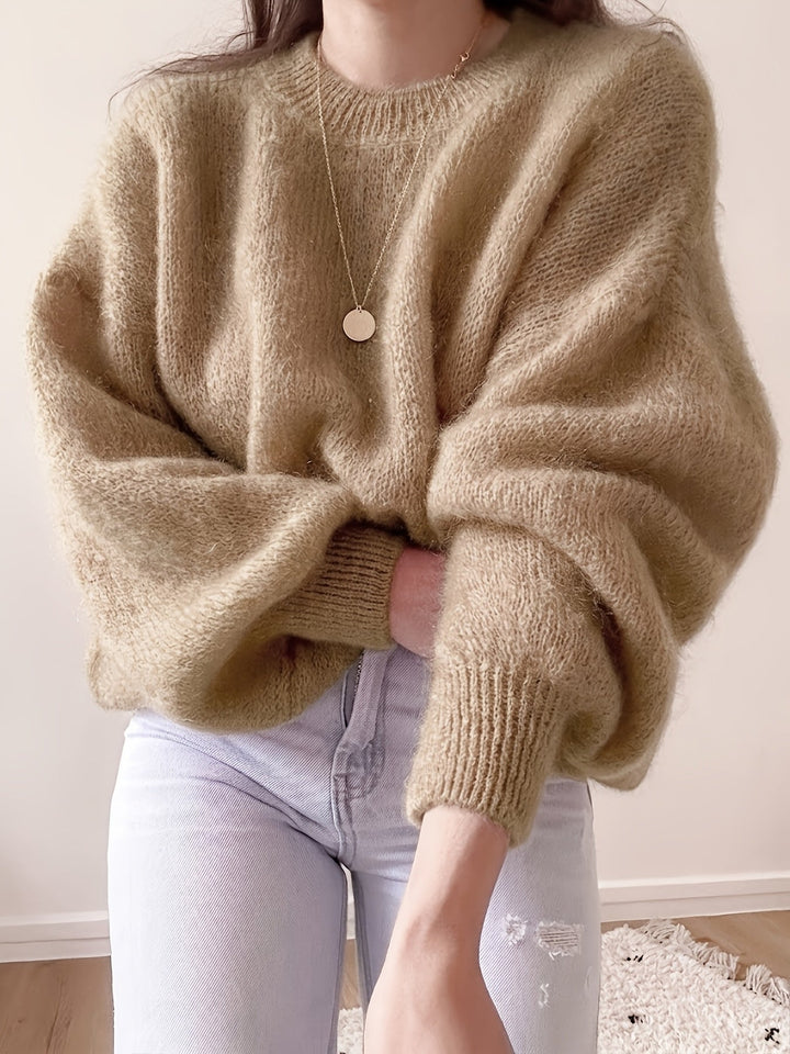 Idalyea - Knit Sweater With Round Neck And Balloon Sleeves