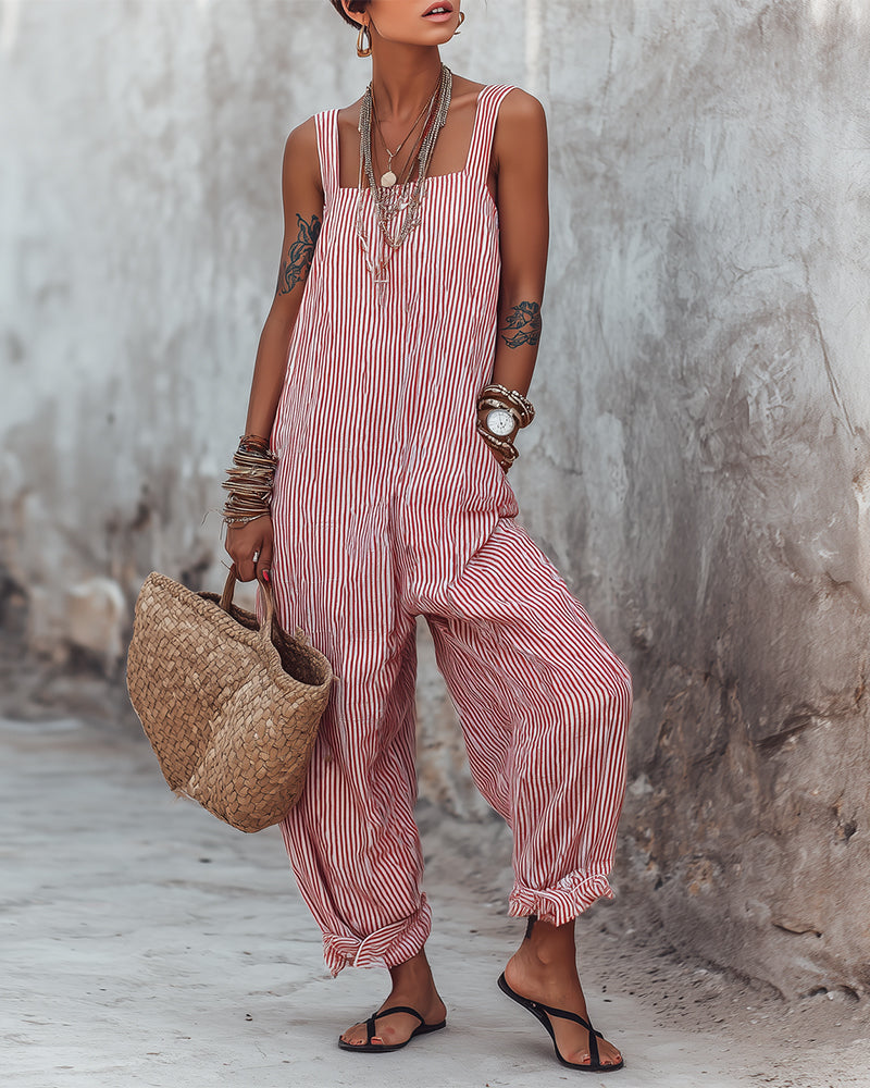 Keri - Wide Leg Striped Jumpsuit