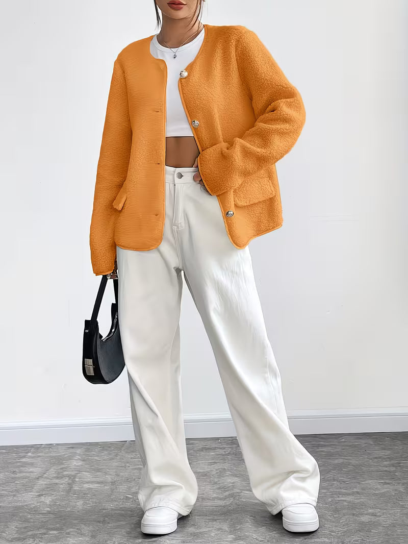 Viktorija - Elegant Round Neck Jacket with Button