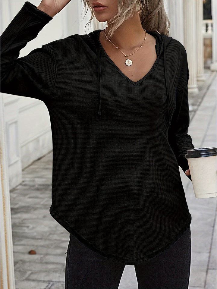 Laurette - Long Sleeve V Neck Hoodie