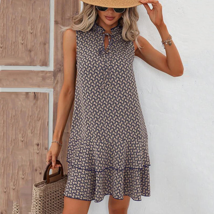 Lenora - Casual Bohemian Print And Ruffle Mini Dress