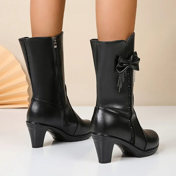 Nuccia - Vintage Bow Leather Boots