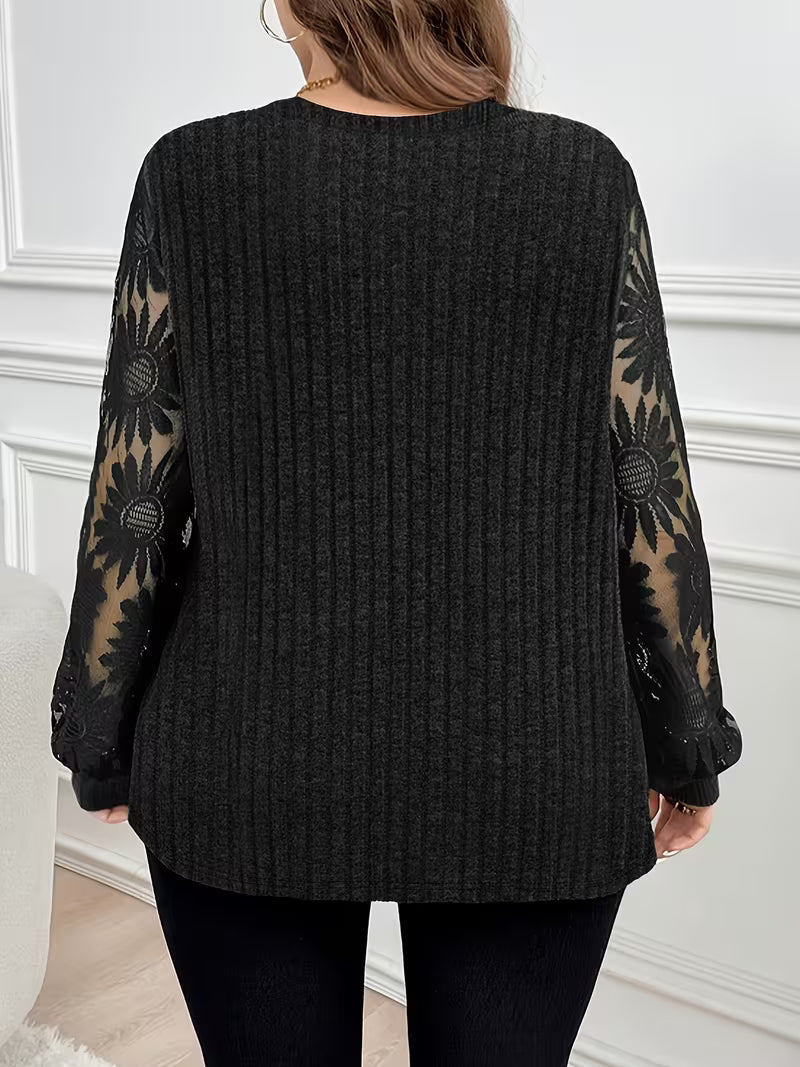 Seraina - Double-Layer Lace-Up Long Sleeve T-Shirt