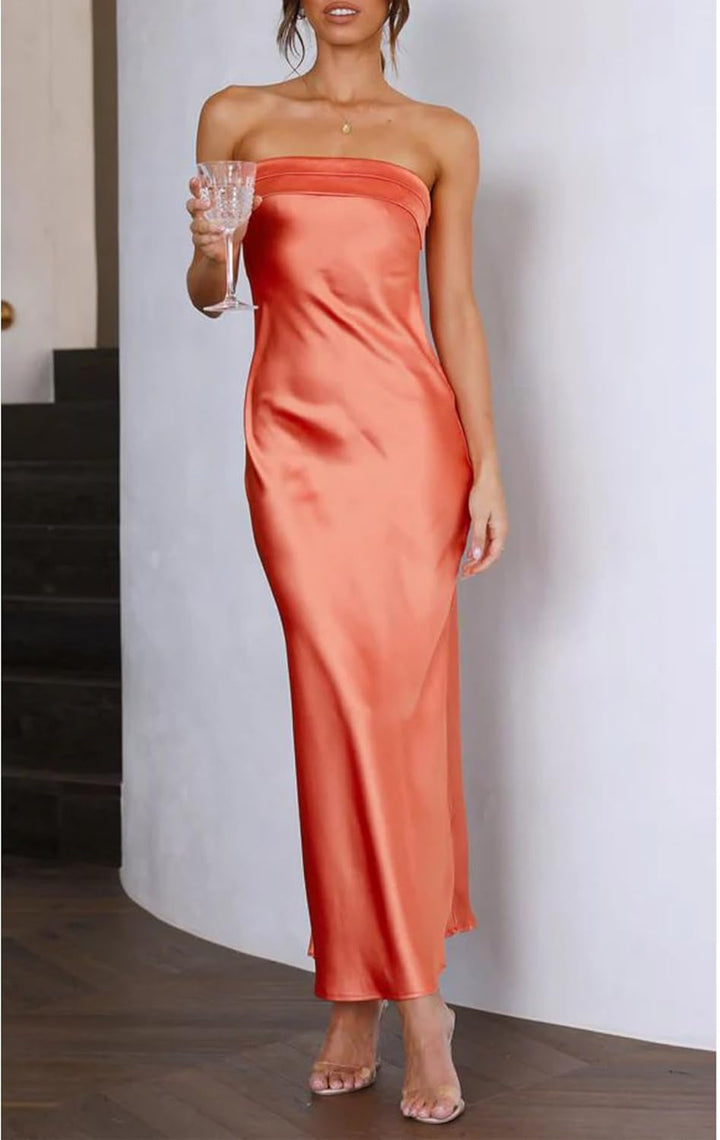 Thesa - Sleeveless Satin Dress