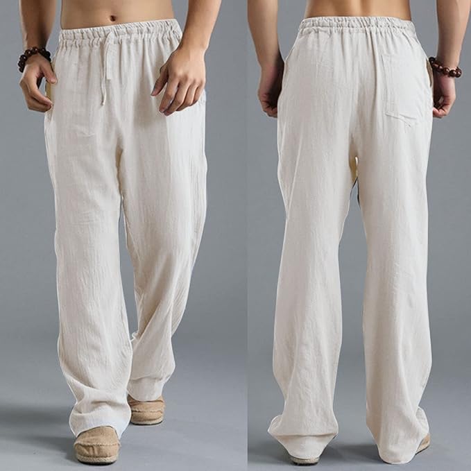 Jooa - Breathable Linen Loose Drawstring Sports Pant