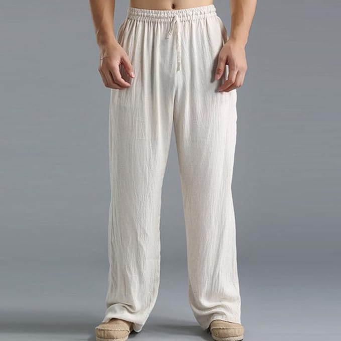 Jooa - Breathable Linen Loose Drawstring Sports Pant