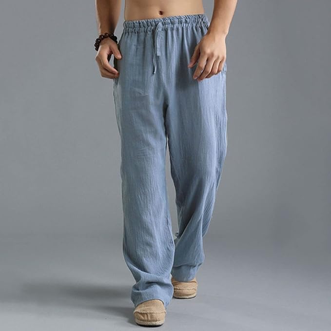 Jooa - Breathable Linen Loose Drawstring Sports Pant