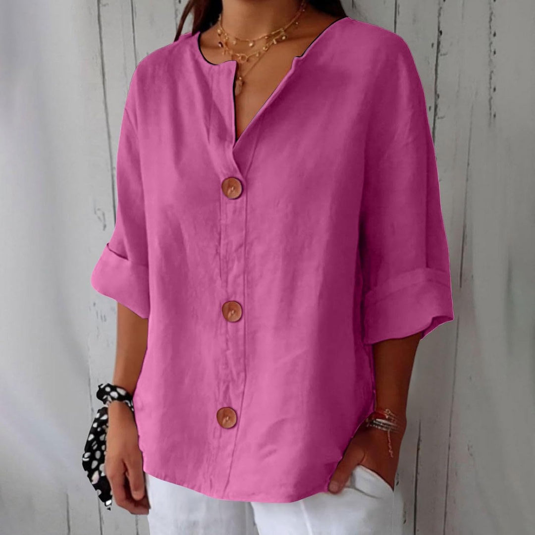 Maeve - Cotton Linen V Neck Shirt