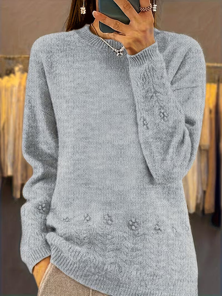 Calavicia - Floral Knit Crewneck Sweater