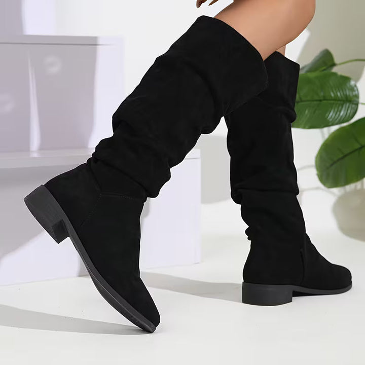 Lianilelle - Slouchy Mid-Calf Boots With Low Heel