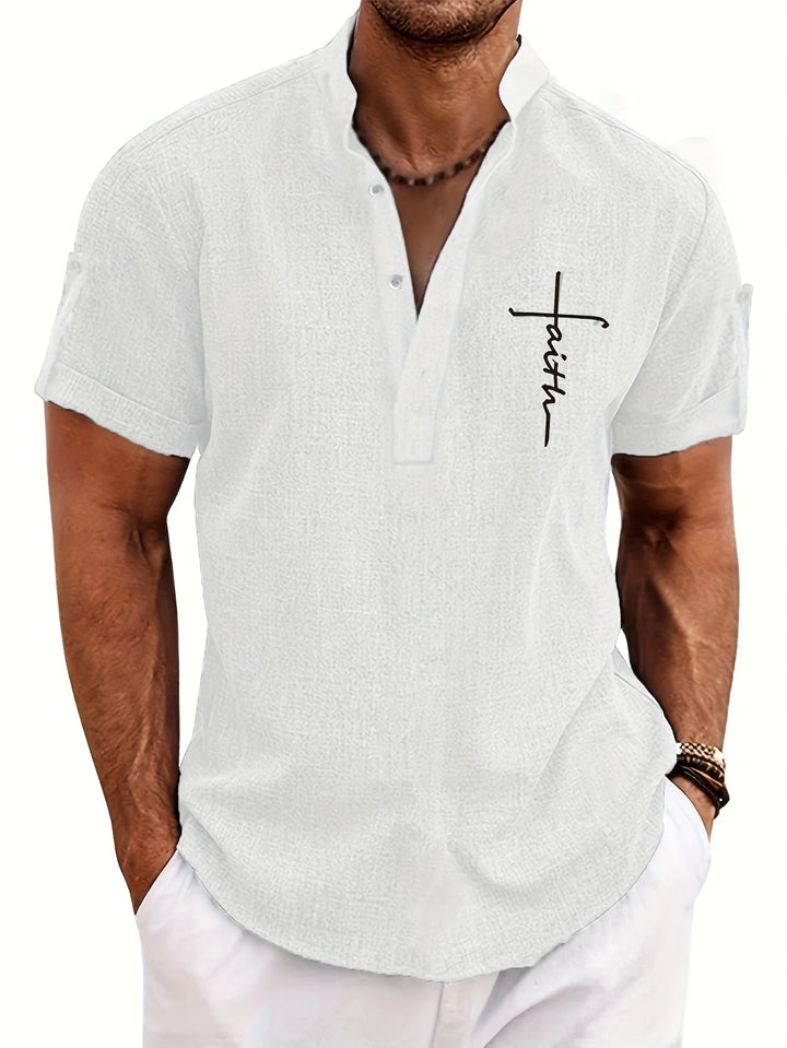 Elliott - Elegant Short Sleeve Shirt With Stand Collar