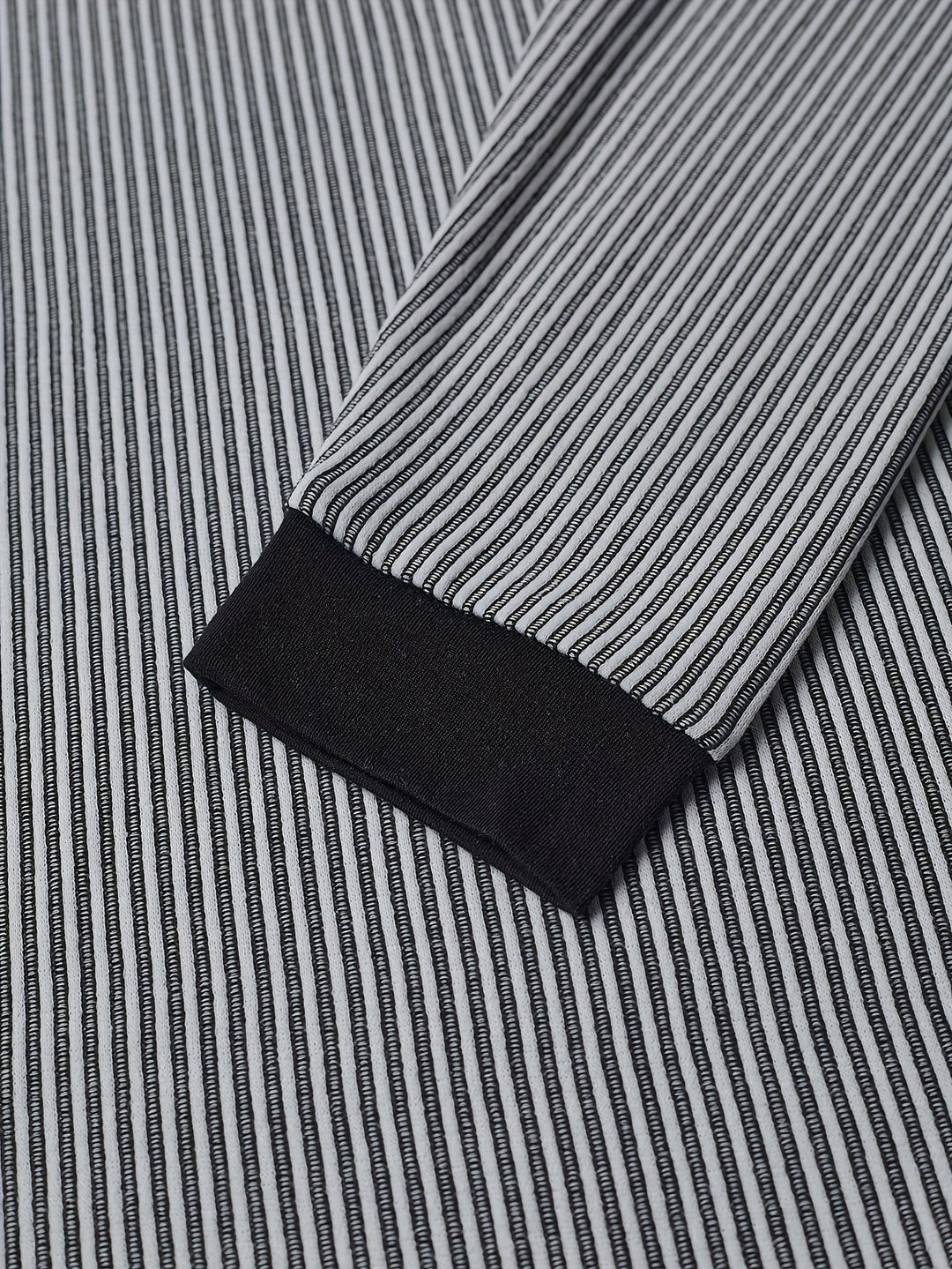 Lorcmir - Textured Striped Collar Long Sleeve Henley Shirt