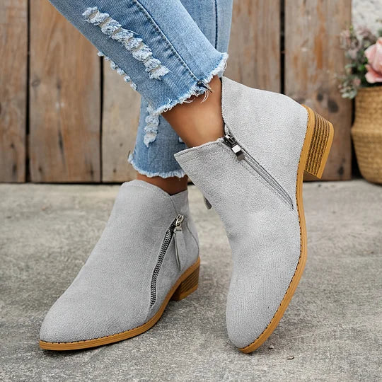 Farah - Orthopedic Leather Ankle Boots With Zipper