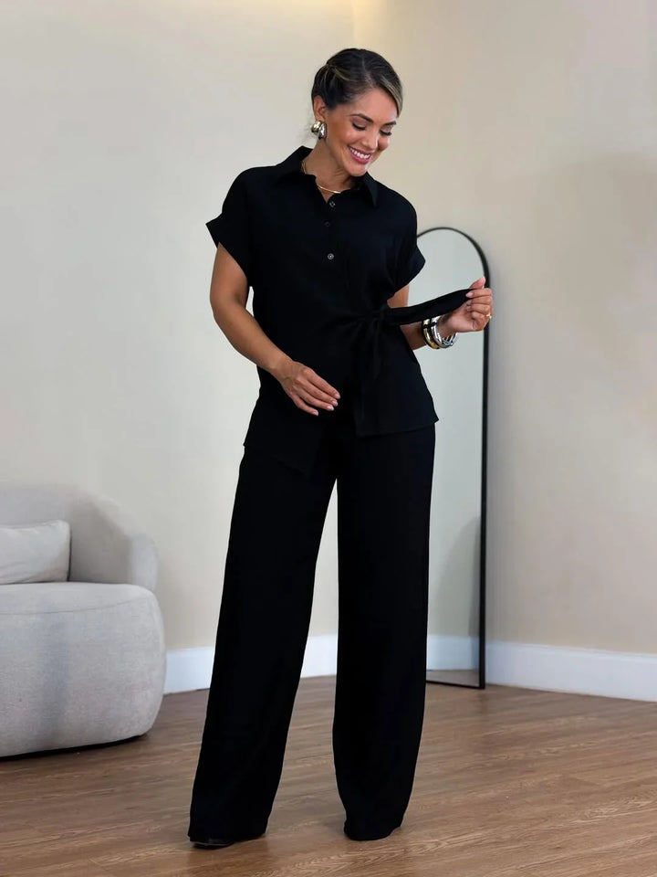 Lorie - Elegant Two Piece Chic Set With Tied Front