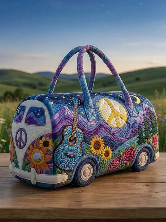 Zefea - Quilted Vintage Camper Print Travel Bag
