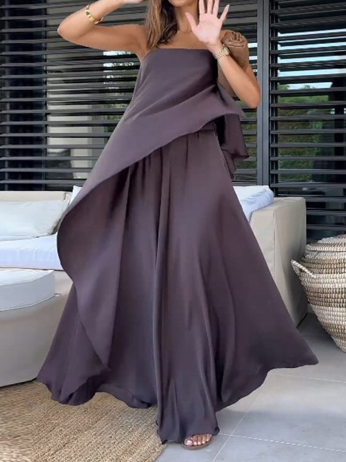 Kerstin - One Shoulder Blouse & Long Skirt 2 Piece Set