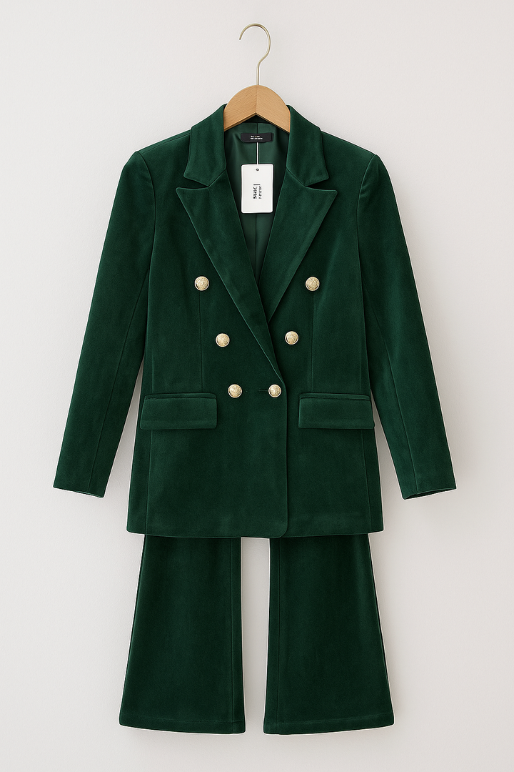 Dimitra - Velvet Double Breasted Blazer Set