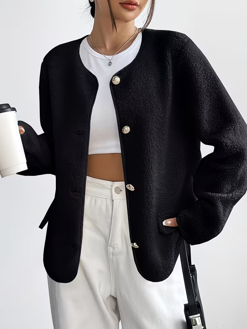 Viktorija - Elegant Round Neck Jacket with Button