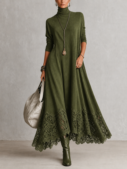 Opheuta - Long Sleeve Maxi Dress With Vintage Style