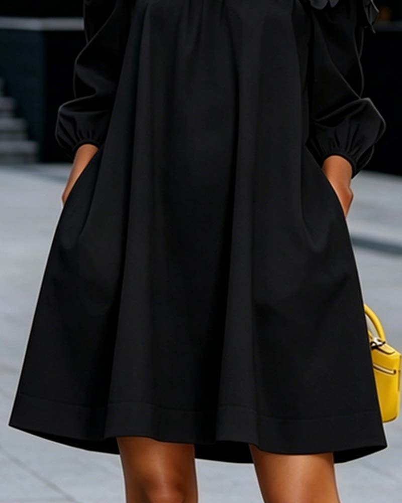Loania - Floral Accent Off-Shoulder Dress
