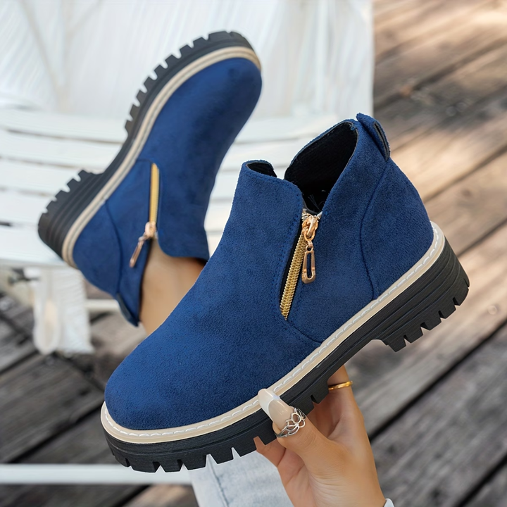 Gwenetora - Suede Ankle Boots With Side Zip