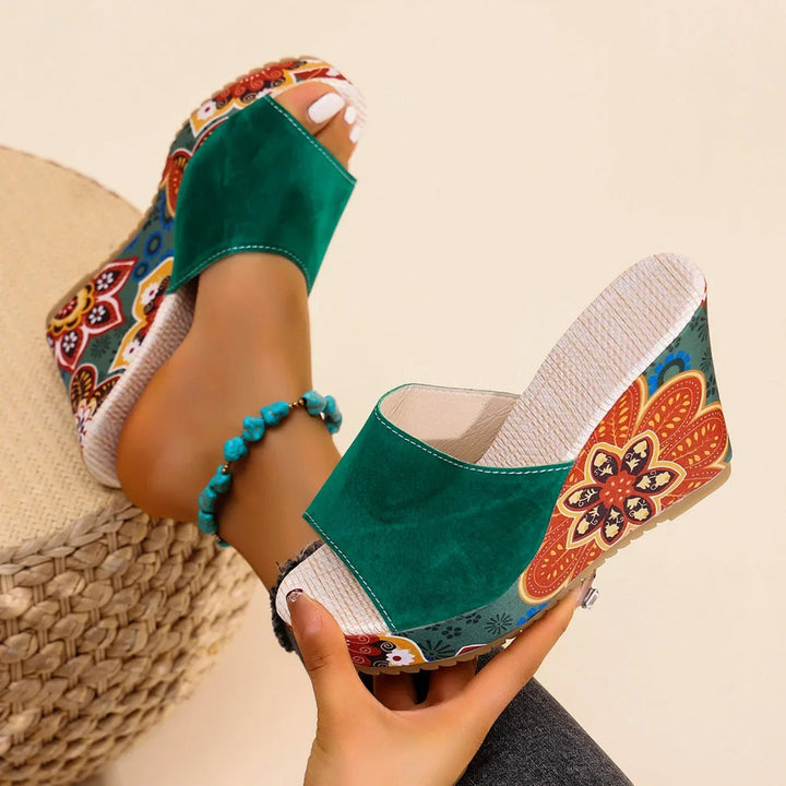 Laerke - Floral Print Wedge Sandal