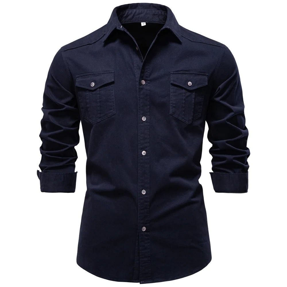 Norbwaldmir - Long Sleeve Cotton Shirt