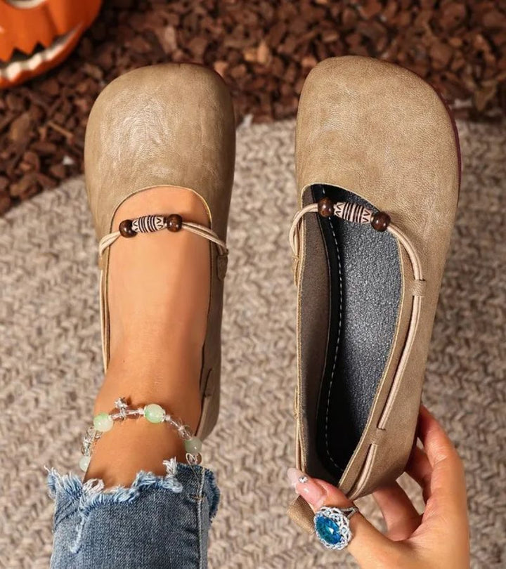 Renis - Flats With Square Toe and Beaded Strap