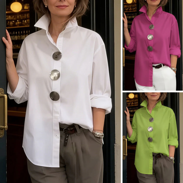 Lyyn - High-Neck Blouse With Bold Buttons
