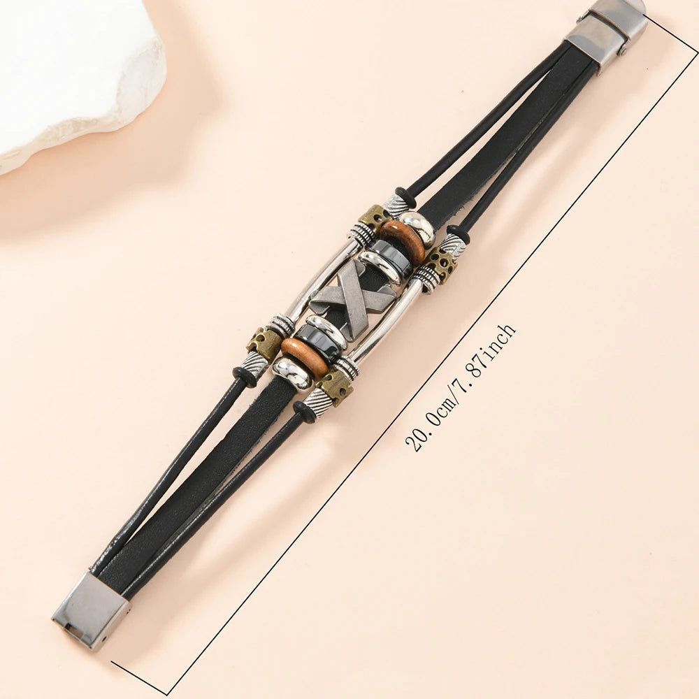 Garland - Multi-Layer Cross Leather Cuff Bracelet