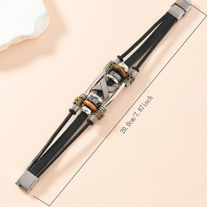 Garland - Multi-Layer Cross Leather Cuff Bracelet