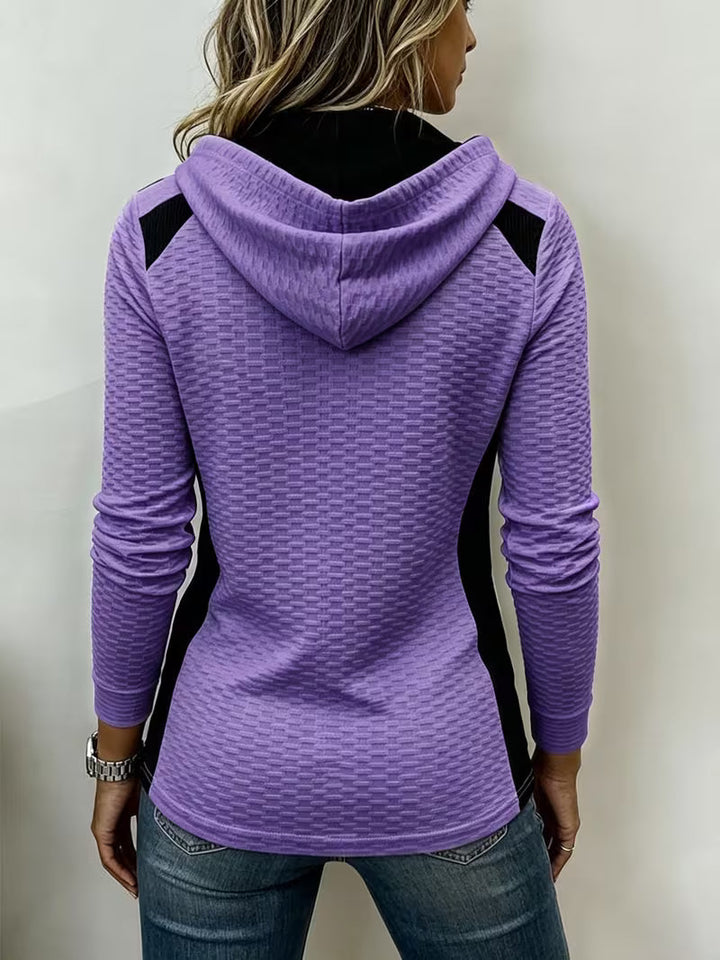 Kalisita - Textured Colorblock Hooded Top