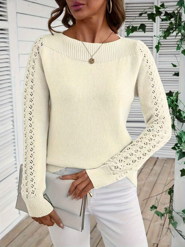 Pauliina - Casual Long Sleeve Hollow Sweater