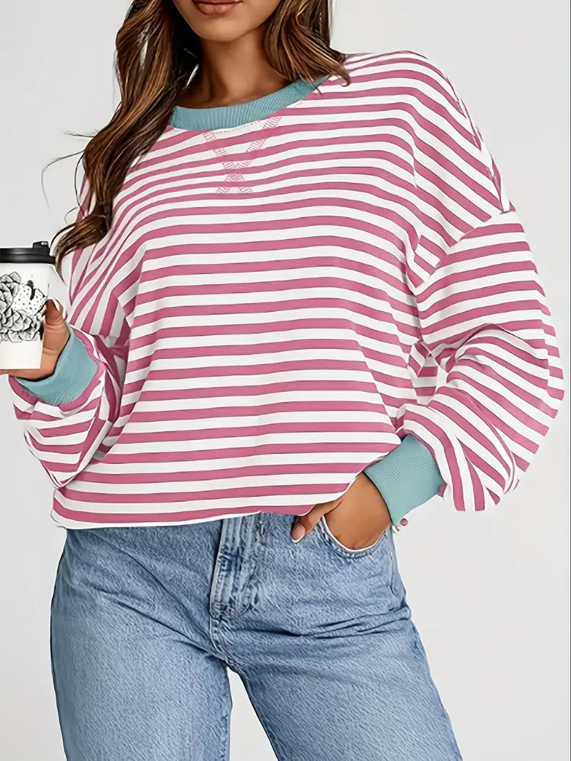 Nirina - Long Sleeve Striped Print Shirt