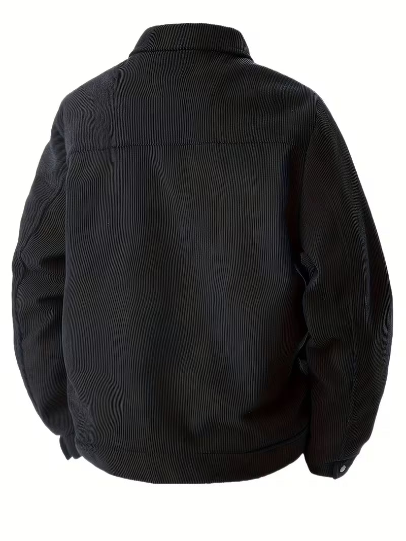 Quantpeak - Corduroy Jacket With Collar and Flap Pockets