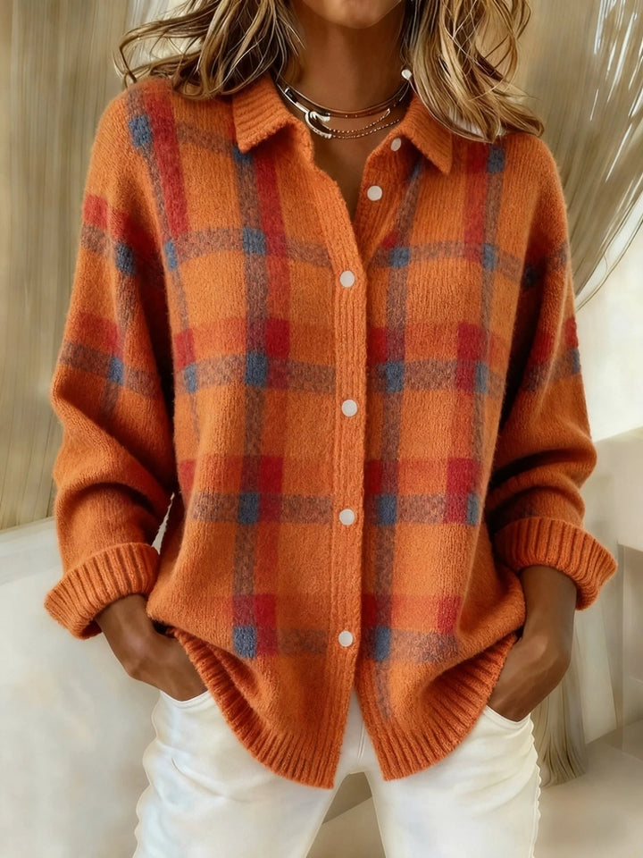 Anny - Casual Plaid Knitted Button-Up Sweater