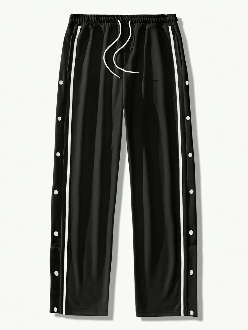 Mendis - Casual Sport Straight-Leg Pant With Snap Button