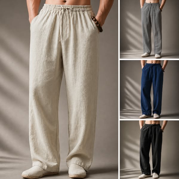Jooa - Breathable Linen Loose Drawstring Sports Pant