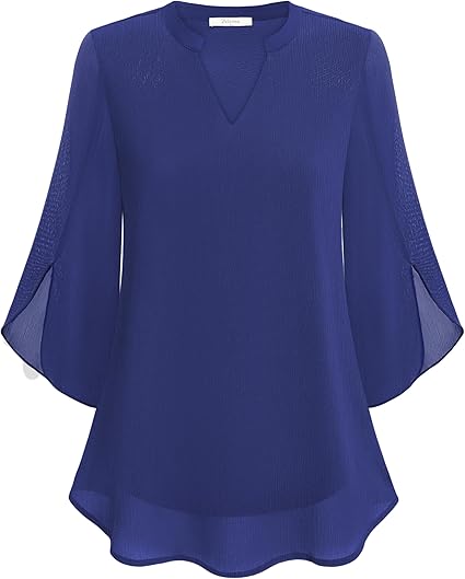 Marijana - Chiffon A-Line Blouse With V-Neck