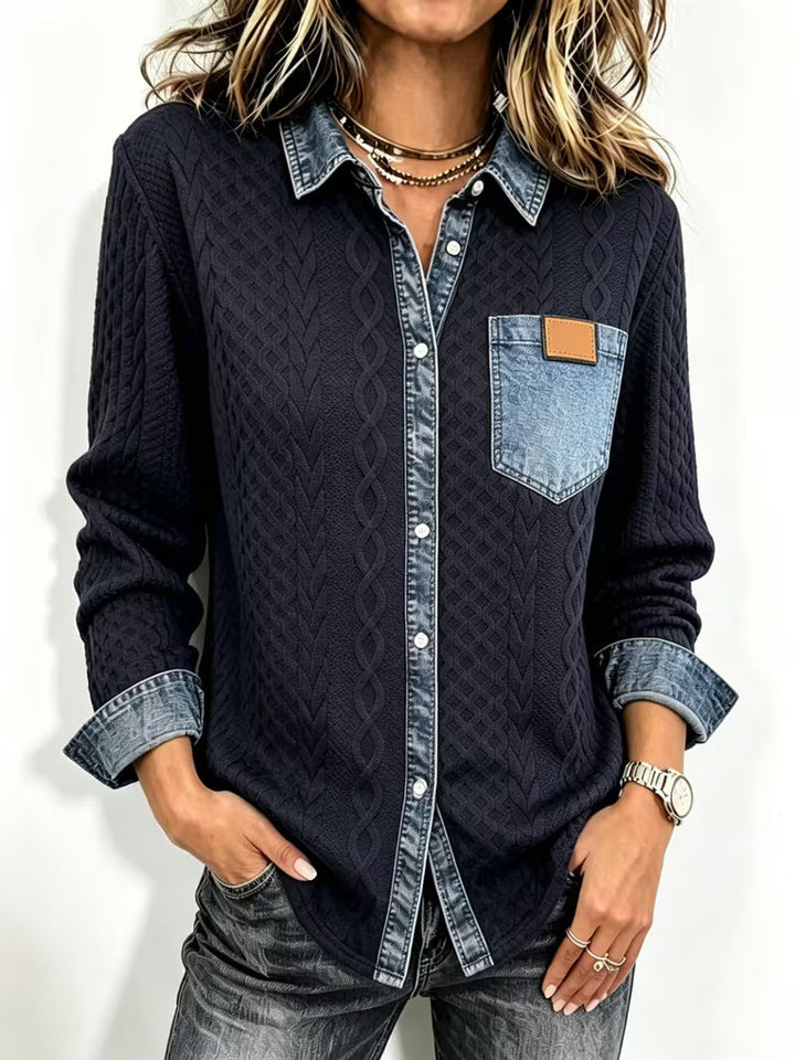 Miraelene - Long-Sleeve Patch Pocket Shirt