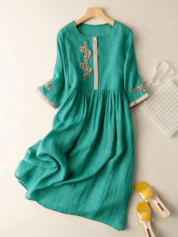 Ruth - Cotton And Linen Embroidered Dress