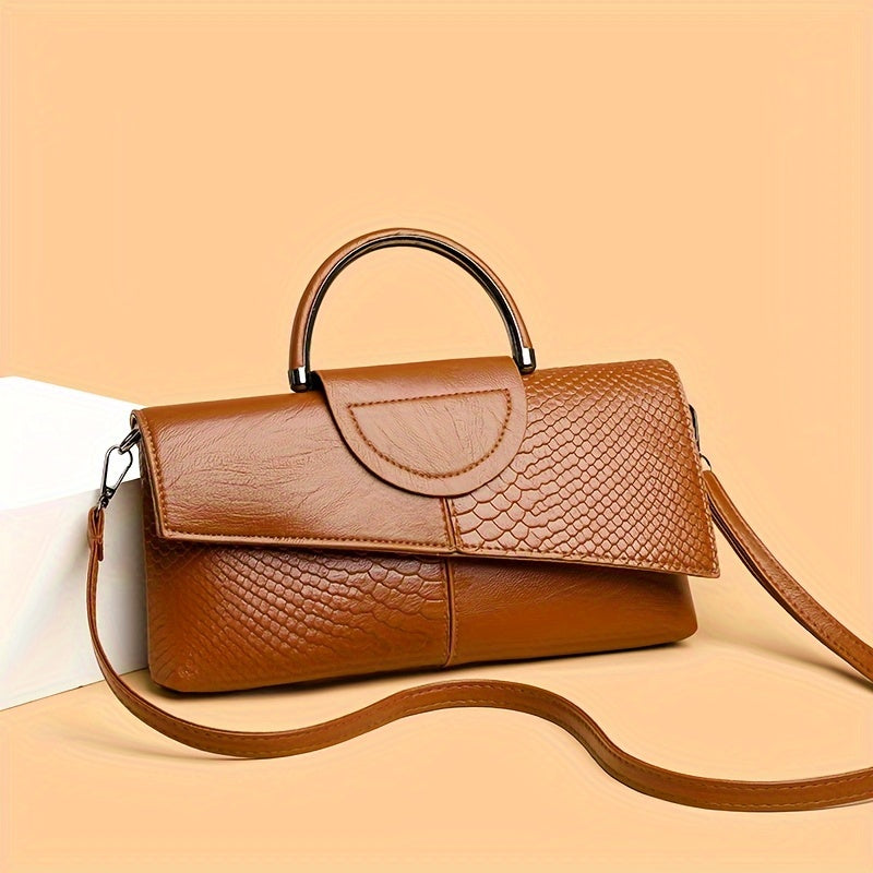 Samiis - Retro Crocodile Handbag With Zipper