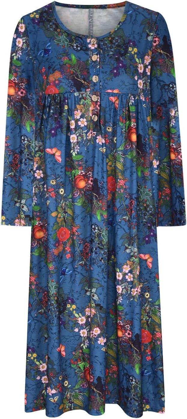 Kylie - Butterfly Print Long Dress