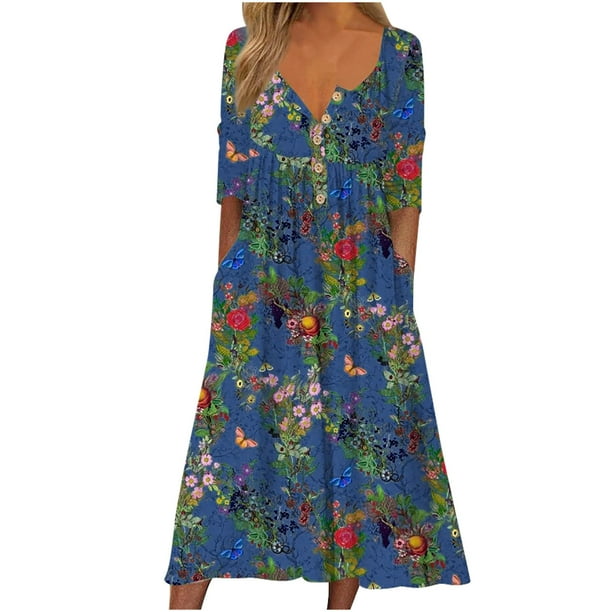 Kylie - Butterfly Print Long Dress