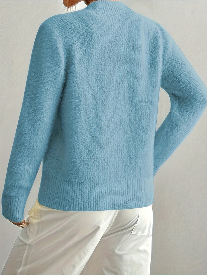 Smelissa - Heart Button Long Sleeve Knitted Cardigan