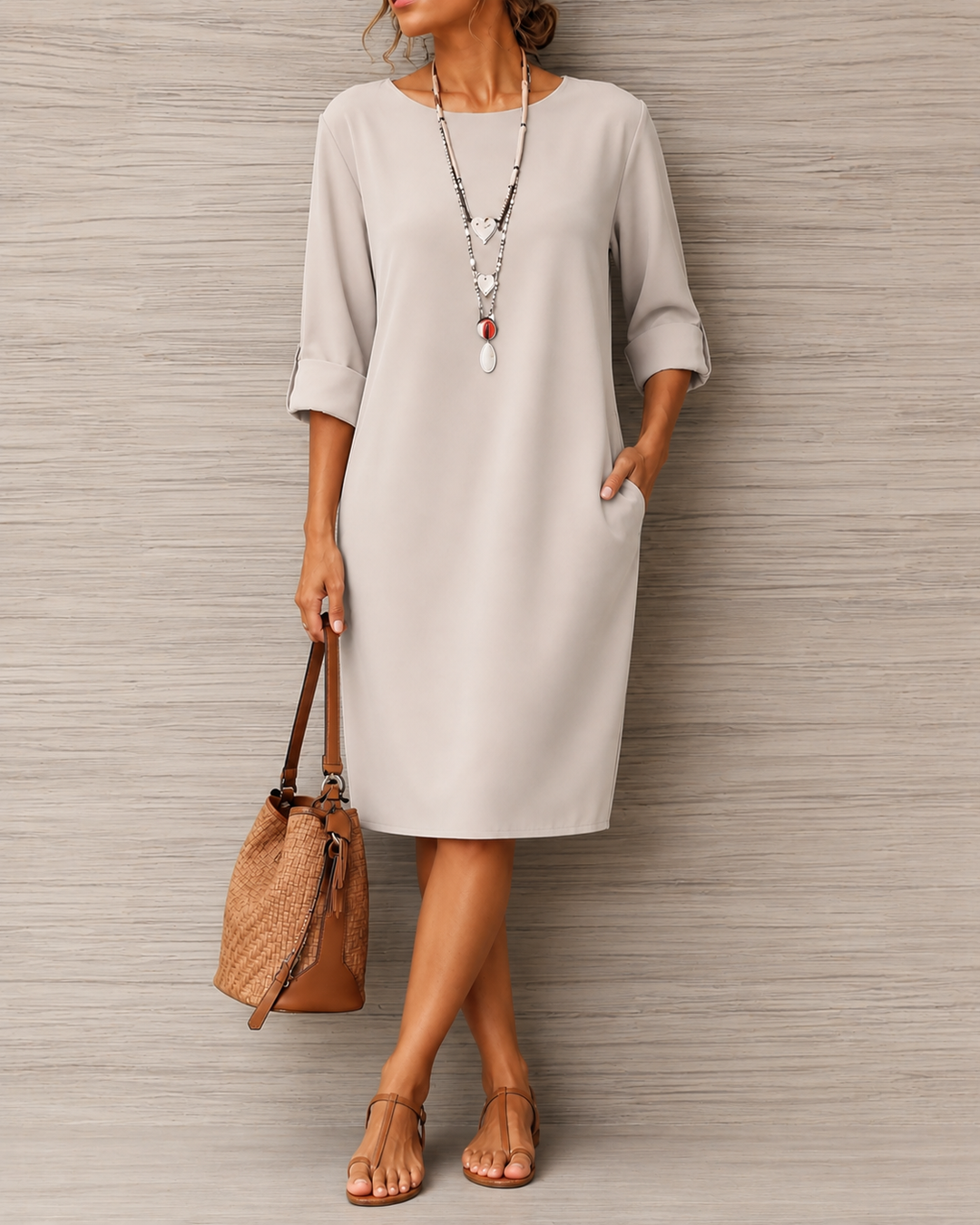 Novis - Round-Neck Shift Dress With Pockets